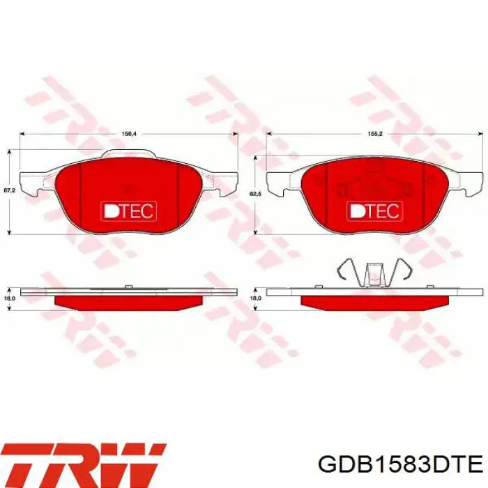 Klocki hamulcowe przednie tarczowe TRW GDB1583DTE cena, od 26,21 USD