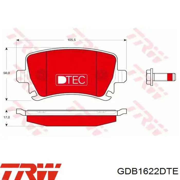 Okładziny (klocki) do hamulców tarczowych tylne TRW GDB1622DTE cena, od 23,61 USD