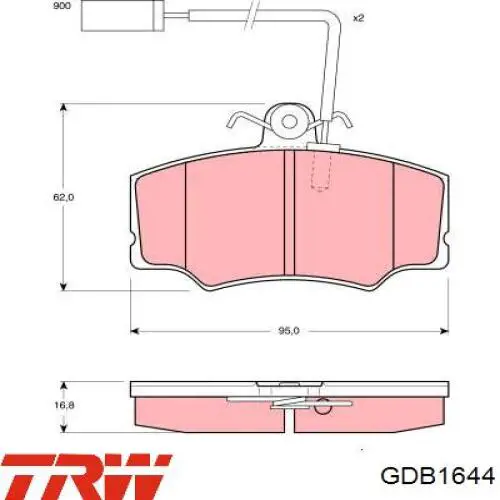 Do koszyka GDB1644 TRW Klocki hamulcowe przednie tarczowe