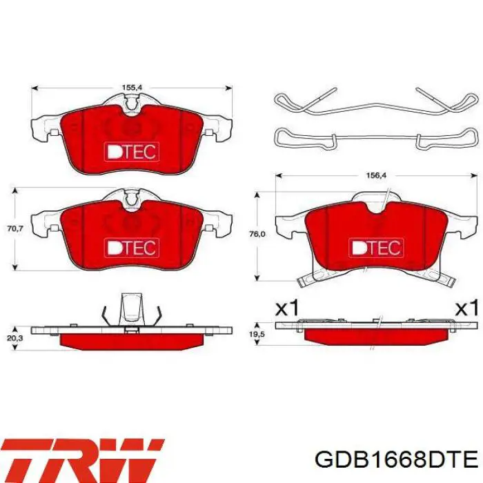 Klocki hamulcowe przednie tarczowe TRW GDB1668DTE cena, od 28,64 USD