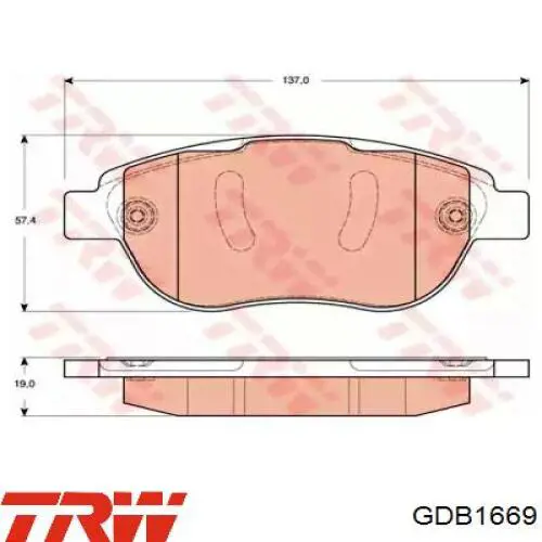 Klocki hamulcowe przednie tarczowe TRW GDB1669 cena, od 23,81 USD