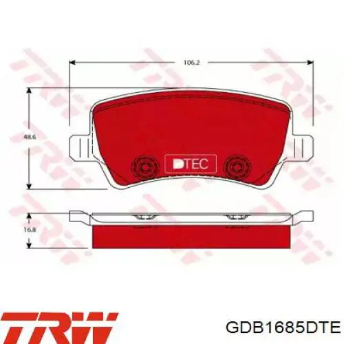 GDB1685DTE TRW Okładziny (klocki) do hamulców tarczowych tylne