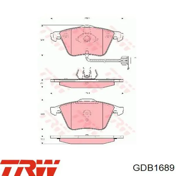 Klocki hamulcowe przednie tarczowe TRW GDB1689 cena, od 38,66 USD