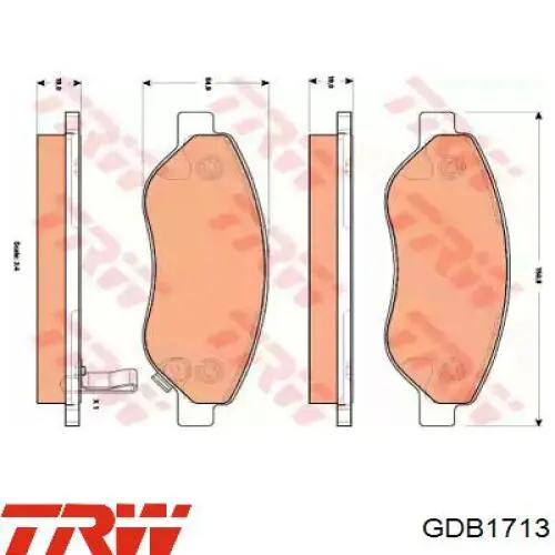 Klocki hamulcowe przednie tarczowe TRW GDB1713 cena, od 39,48 USD