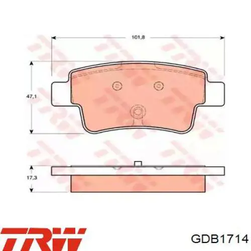 Okładziny (klocki) do hamulców tarczowych tylne TRW GDB1714 cena, od 27,98 USD