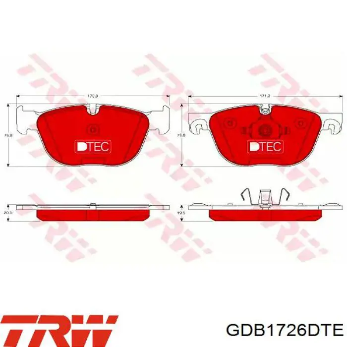 Klocki hamulcowe przednie tarczowe TRW GDB1726DTE cena, od 38,53 USD