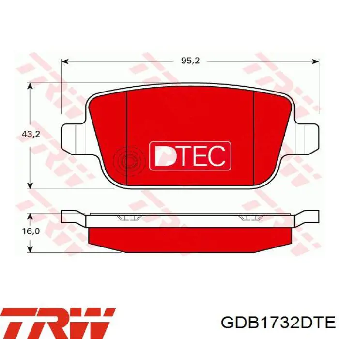 Okładziny (klocki) do hamulców tarczowych tylne TRW GDB1732DTE cena, od 19,61 USD