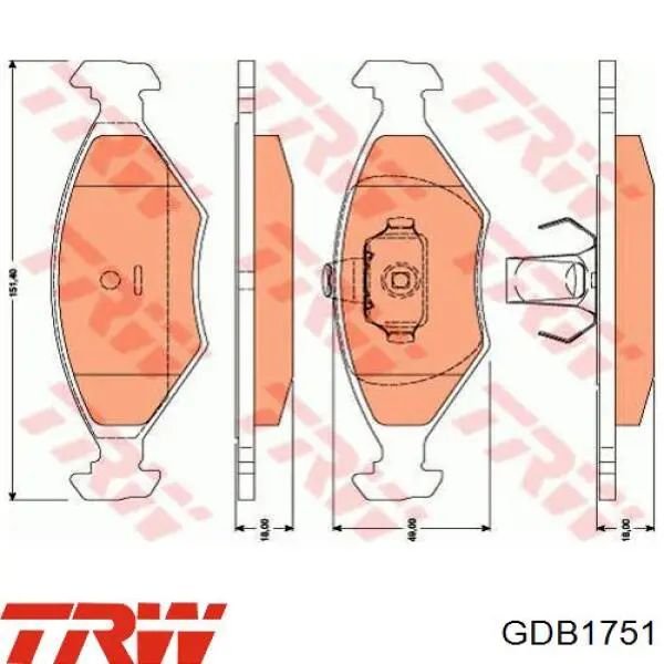 Klocki hamulcowe przednie tarczowe TRW GDB1751 cena, od 30,11 USD