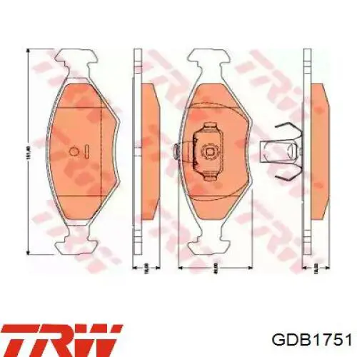 Do koszyka GDB1751 TRW Klocki hamulcowe przednie tarczowe