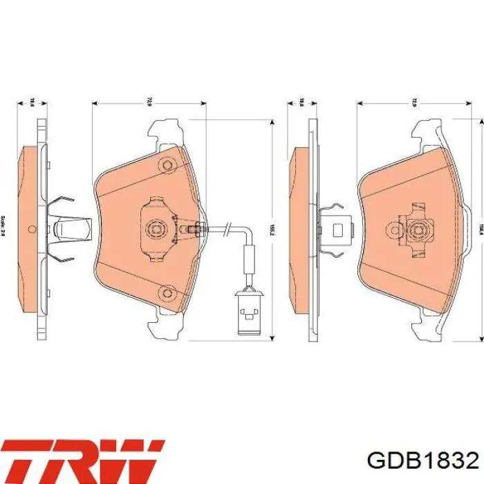 Klocki hamulcowe przednie tarczowe TRW GDB1832 cena, od 48,72 USD