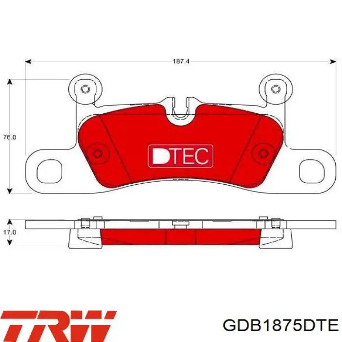 Okładziny (klocki) do hamulców tarczowych tylne TRW GDB1875DTE cena, od 35,18 USD