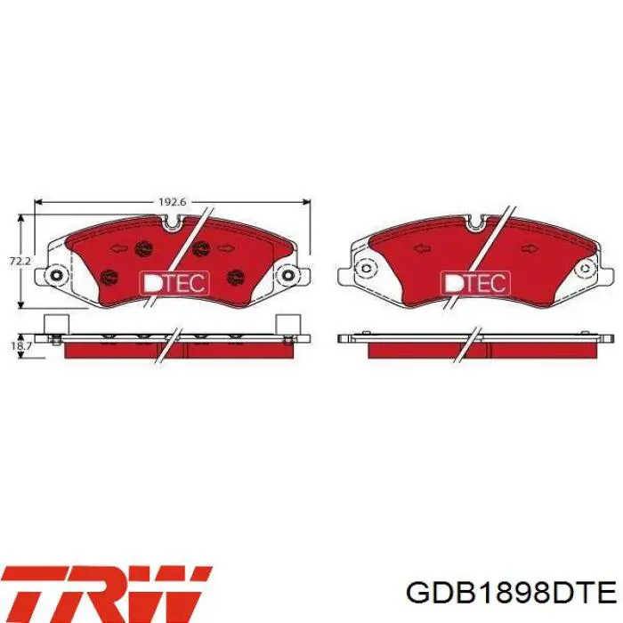 Klocki hamulcowe przednie tarczowe TRW GDB1898DTE cena, od 50,16 USD