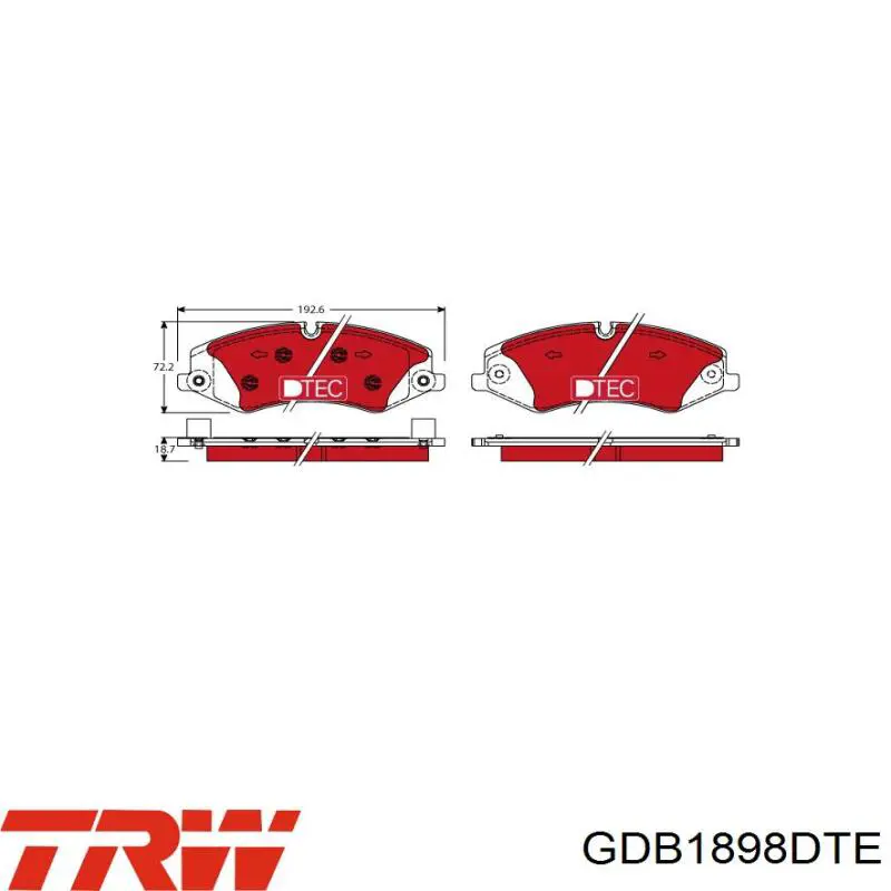 GDB1898DTE TRW Klocki hamulcowe przednie tarczowe