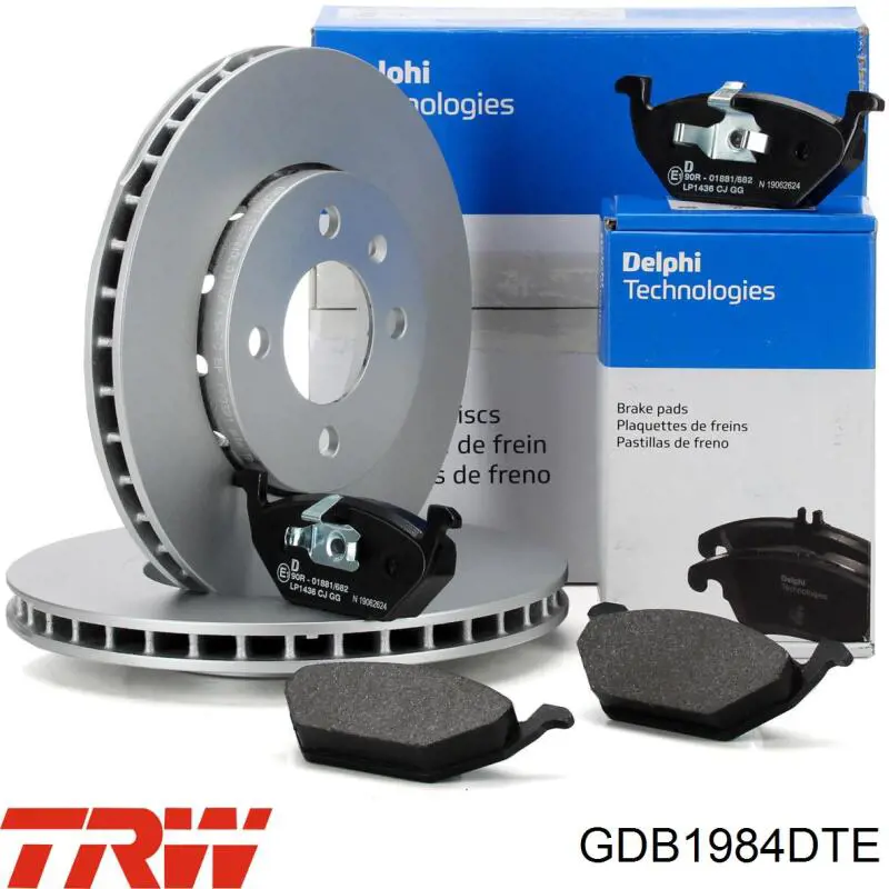 Do koszyka GDB1984DTE TRW Klocki hamulcowe przednie tarczowe