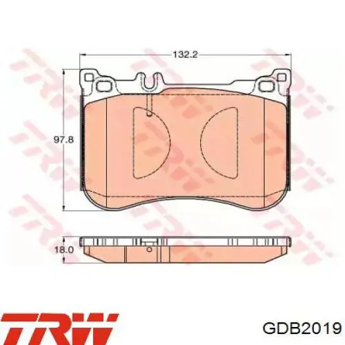 Klocki hamulcowe przednie tarczowe TRW GDB2019 cena, od 54,70 USD