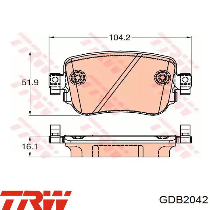 Okładziny (klocki) do hamulców tarczowych tylne TRW GDB2042 cena, od 26,21 USD