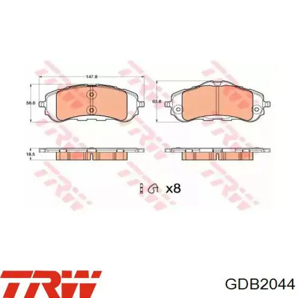 Klocki hamulcowe przednie tarczowe TRW GDB2044 cena, od 35,53 USD
