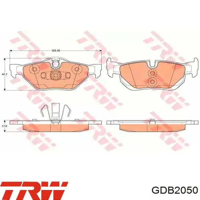 GDB2050 TRW Okładziny (klocki) do hamulców tarczowych tylne