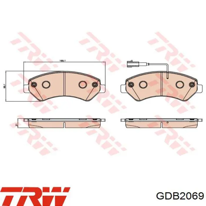 Klocki hamulcowe przednie tarczowe TRW GDB2069 cena, od 45,85 USD