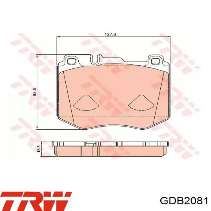 GDB2081 TRW klocki hamulcowe przednie tarczowe