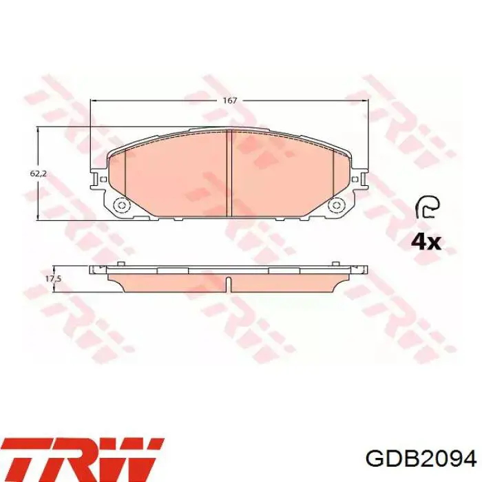 Do koszyka 2AMV3327AA Chrysler Klocki hamulcowe przednie tarczowe