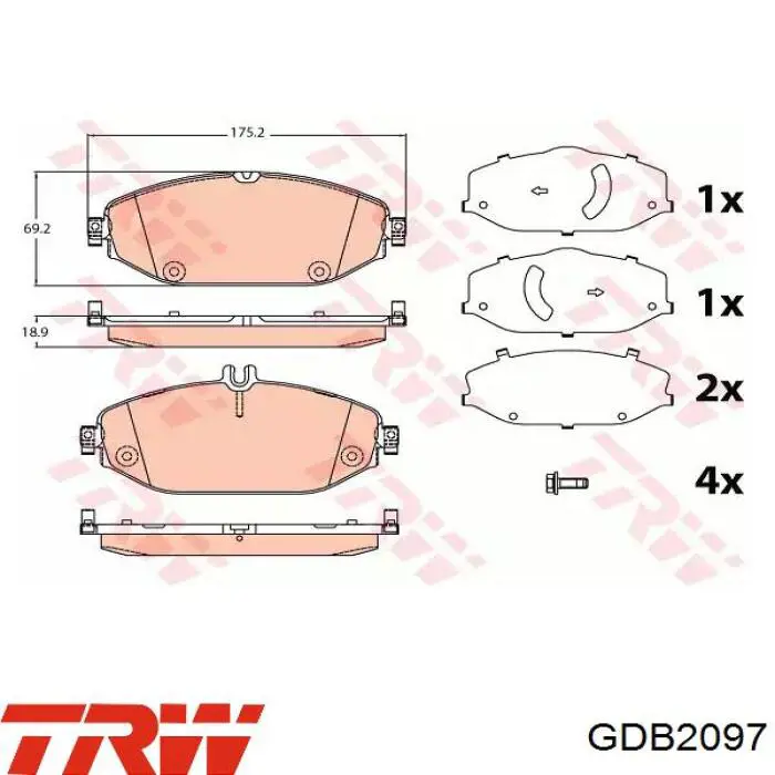 GDB2097 TRW Klocki hamulcowe przednie tarczowe