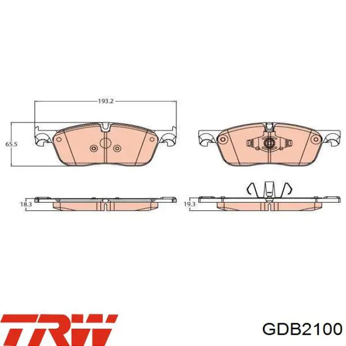 GDB2100 TRW Klocki hamulcowe przednie tarczowe