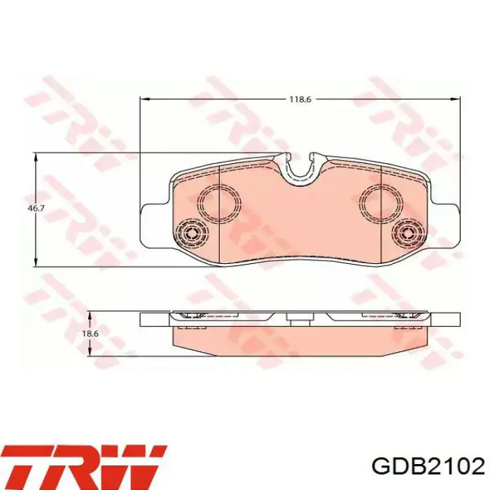 GDB2102 TRW Okładziny (klocki) do hamulców tarczowych tylne