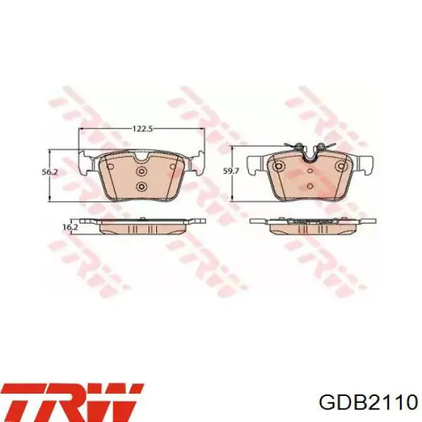 Okładziny (klocki) do hamulców tarczowych tylne TRW GDB2110 cena, od 31,81 USD