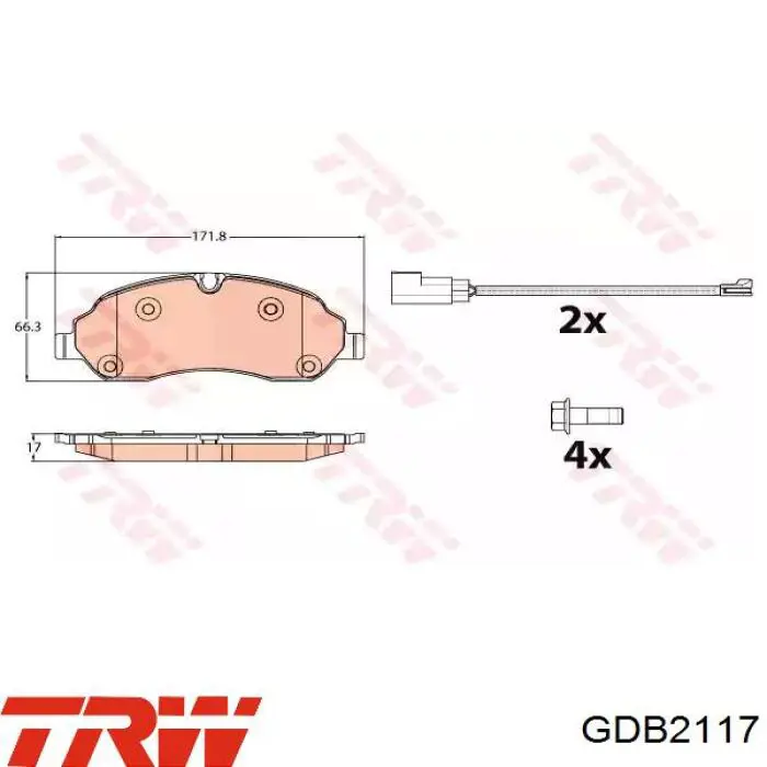 GDB2117 TRW Klocki hamulcowe przednie tarczowe
