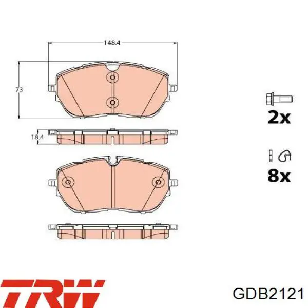GDB2121 TRW Klocki hamulcowe przednie tarczowe