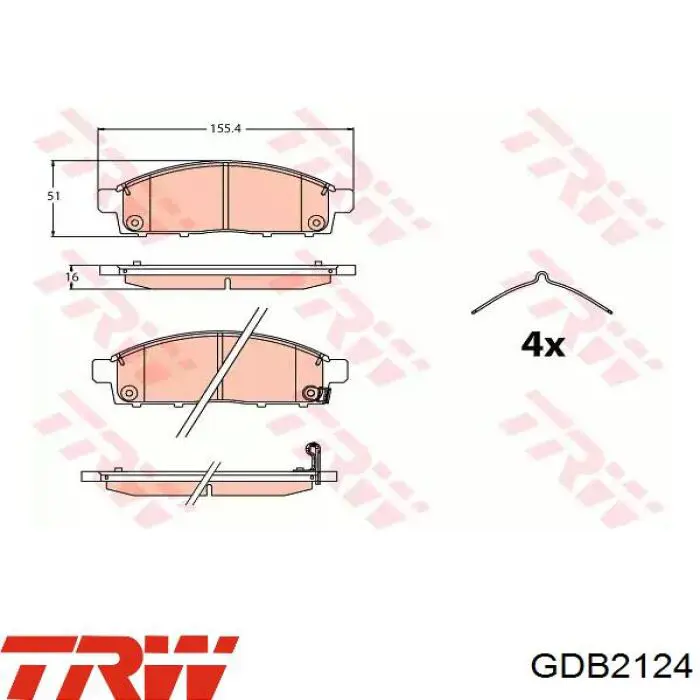 GDB2124 TRW Klocki hamulcowe przednie tarczowe