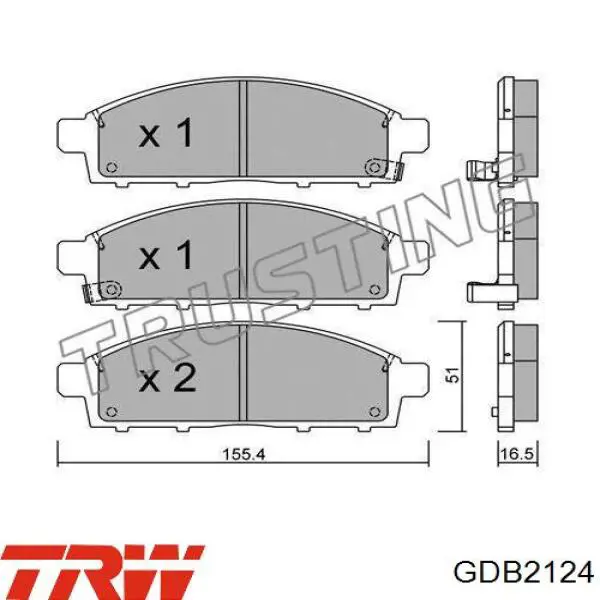 Klocki hamulcowe przednie tarczowe TRW GDB2124 cena, od 27,45 USD