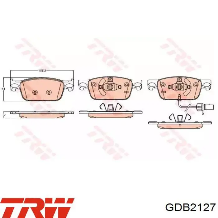 GDB2127 TRW Klocki hamulcowe przednie tarczowe