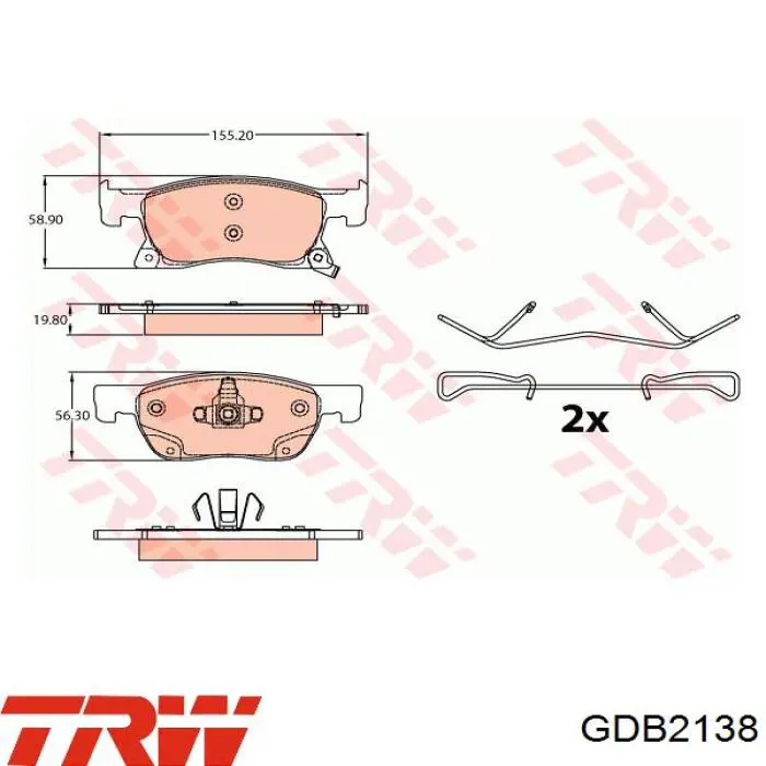 Klocki hamulcowe przednie tarczowe TRW GDB2138 cena, od 32,75 USD