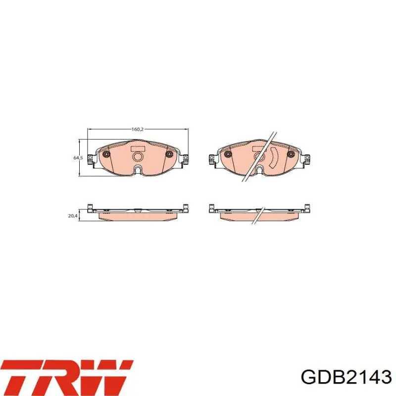 Klocki hamulcowe przednie tarczowe TRW GDB2143 cena, od 30,11 USD