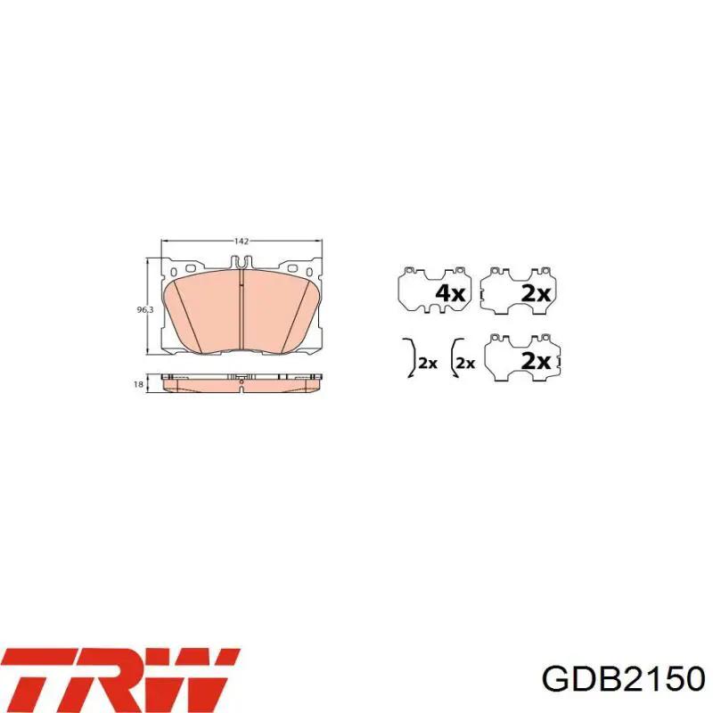 GDB2150 TRW klocki hamulcowe przednie tarczowe