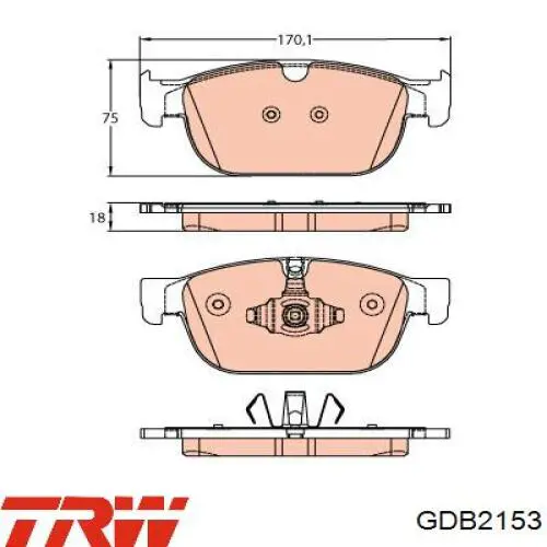 GDB2153 TRW Klocki hamulcowe przednie tarczowe