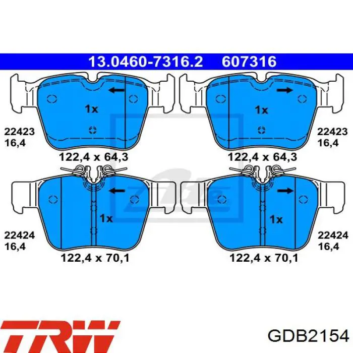 Okładziny (klocki) do hamulców tarczowych tylne TRW GDB2154 cena, od 34,42 USD