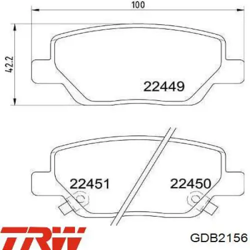 Do koszyka GDB2156 TRW Okładziny (klocki) do hamulców tarczowych tylne