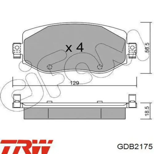 Do koszyka GDB2175 TRW Klocki hamulcowe przednie tarczowe
