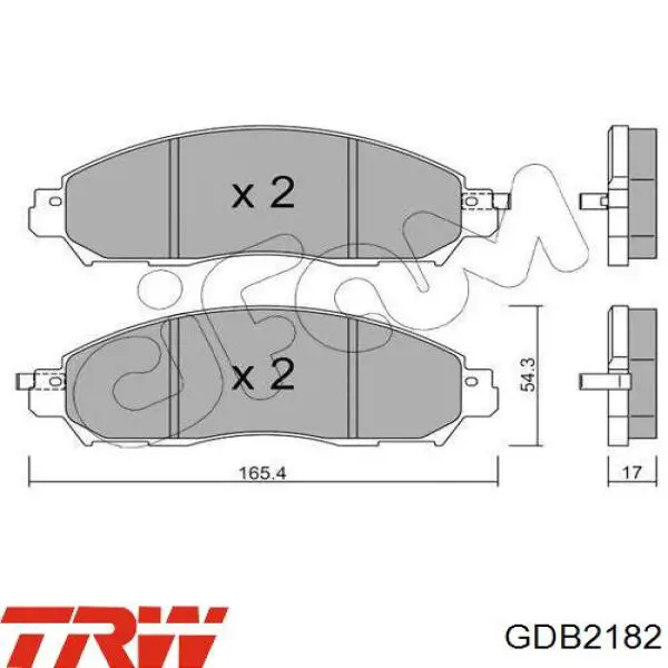 Klocki hamulcowe przednie tarczowe TRW GDB2182 cena, od 41,34 USD