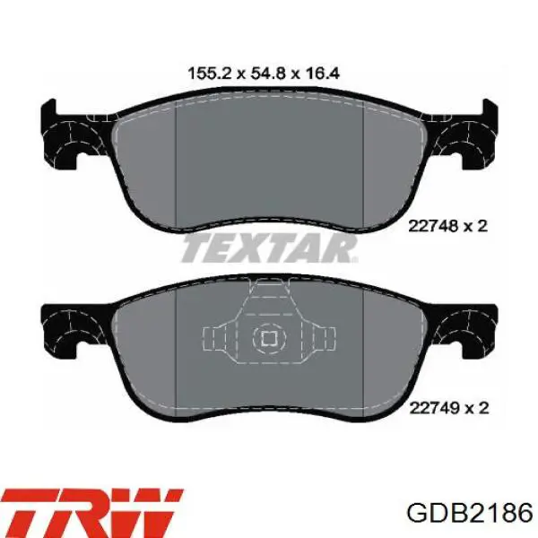 Klocki hamulcowe przednie tarczowe TRW GDB2186 cena, od 32,83 USD