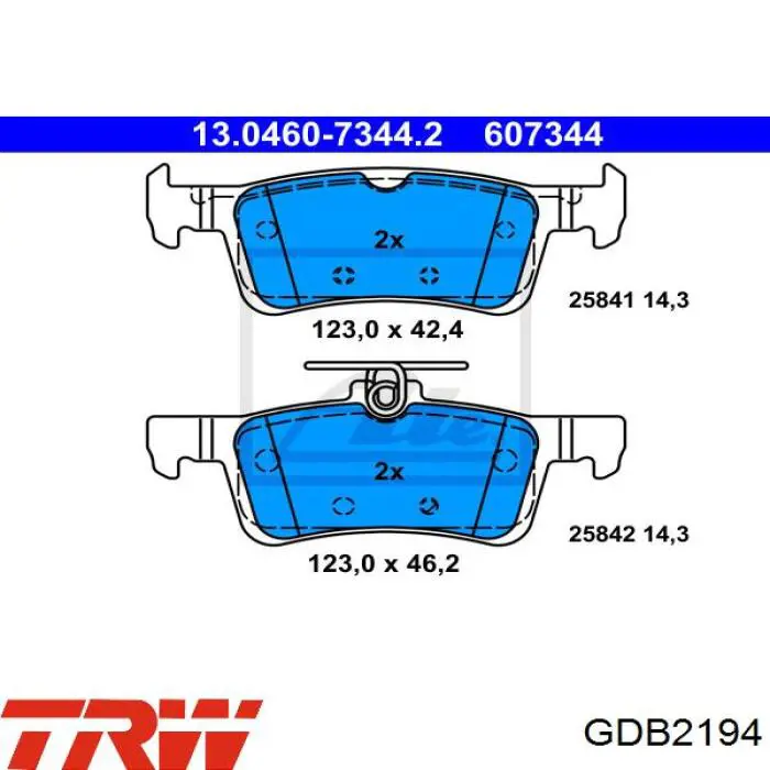 Okładziny (klocki) do hamulców tarczowych tylne TRW GDB2194 cena, od 28,80 USD