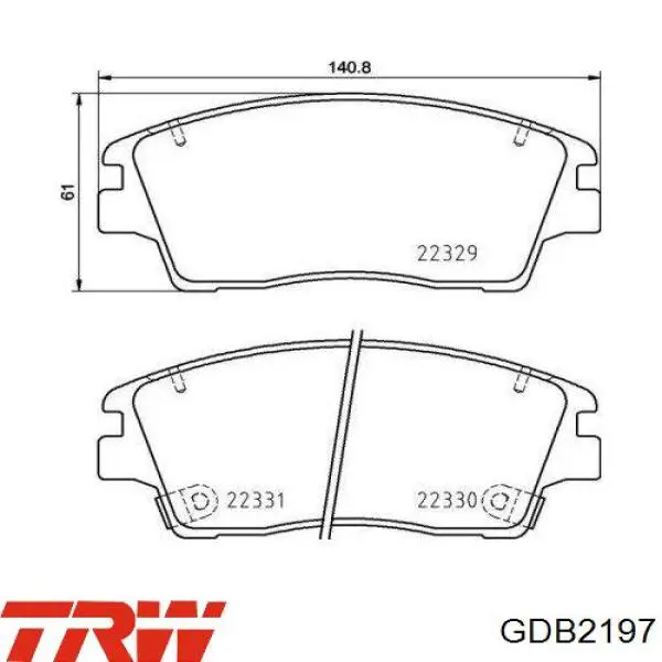 Klocki hamulcowe przednie tarczowe TRW GDB2197 cena, od 32,75 USD