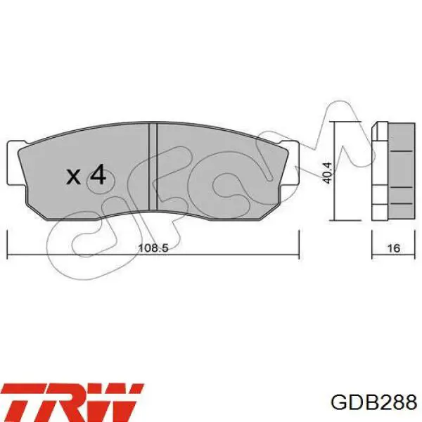Klocki hamulcowe przednie tarczowe TRW GDB288 cena, od 18,86 USD
