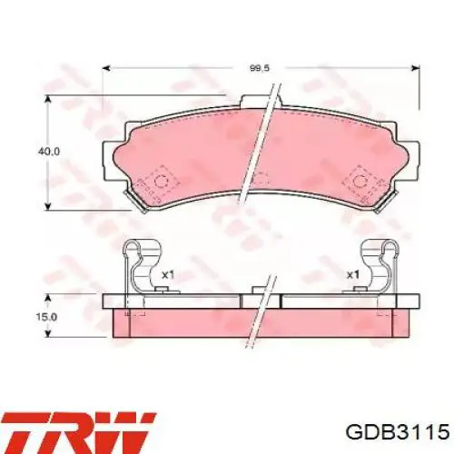 Okładziny (klocki) do hamulców tarczowych tylne TRW GDB3115 cena, od 20,72 USD