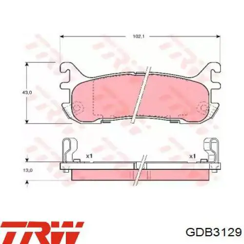 Do koszyka GDB3129 TRW Okładziny (klocki) do hamulców tarczowych tylne