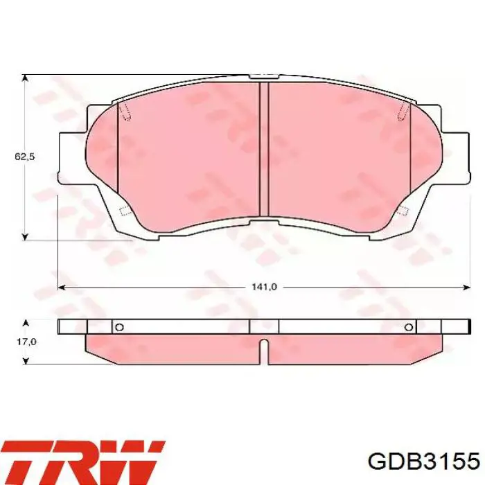 Klocki hamulcowe przednie tarczowe TRW GDB3155 cena, od 27,15 USD