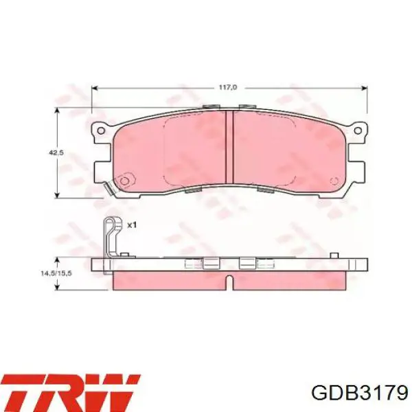 Do koszyka GDB3179 TRW Okładziny (klocki) do hamulców tarczowych tylne